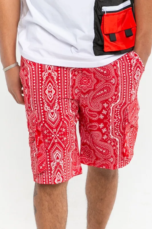 Red Bandana Nylon Shorts sold by American Stitch