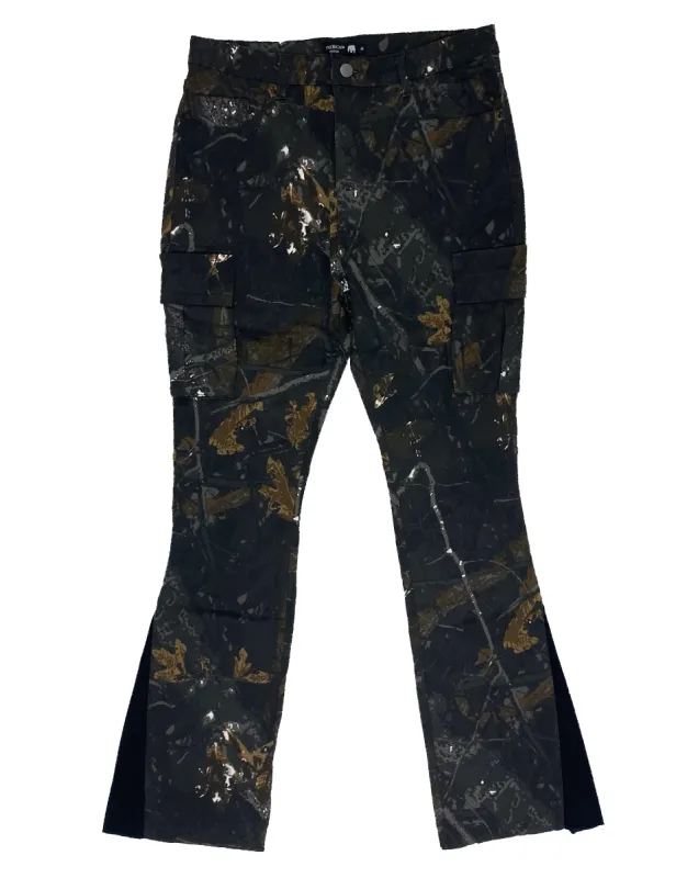 Black Camo Flared Trousers sold by American Stitch