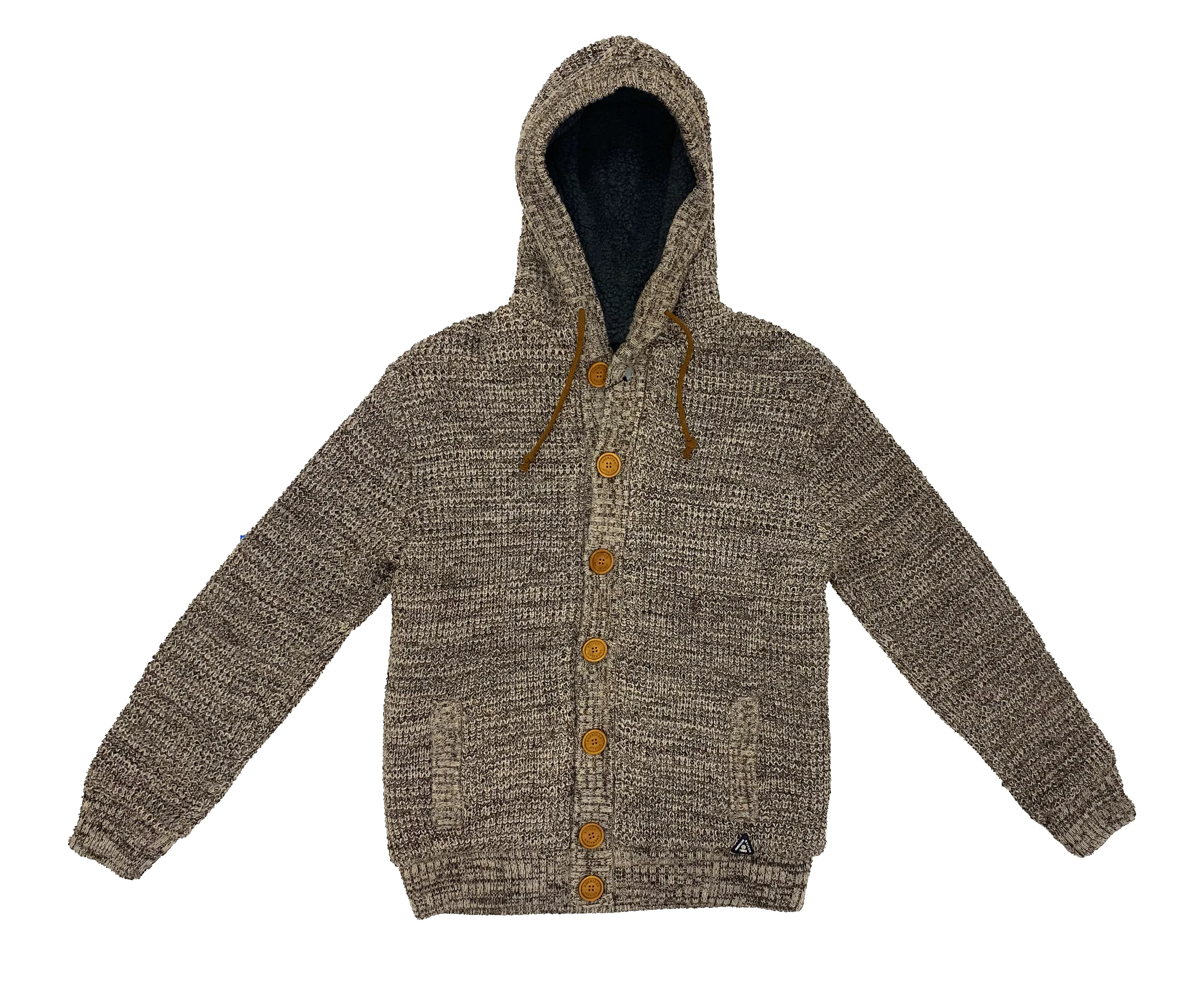 Brown Waffle-knit Button-front Hooded Cardigan sold by American Stitch product image thumbnail 2