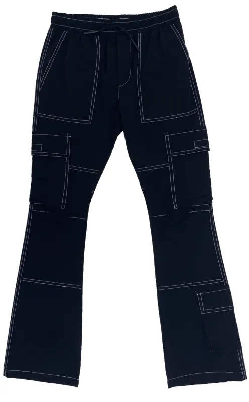 Black Flared Outline Cargo Pants sold by American Stitch