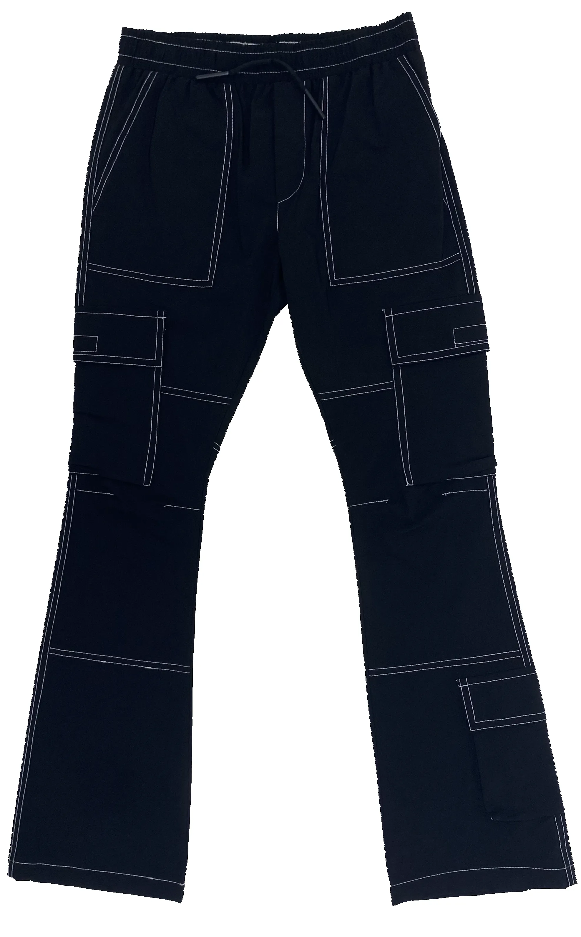 Black Flared Outline Cargo Pants sold by American Stitch
