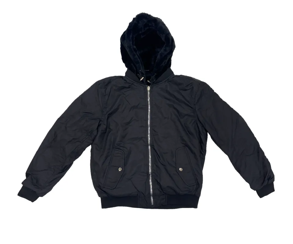 Black Fur Hood Coat sold by American Stitch
