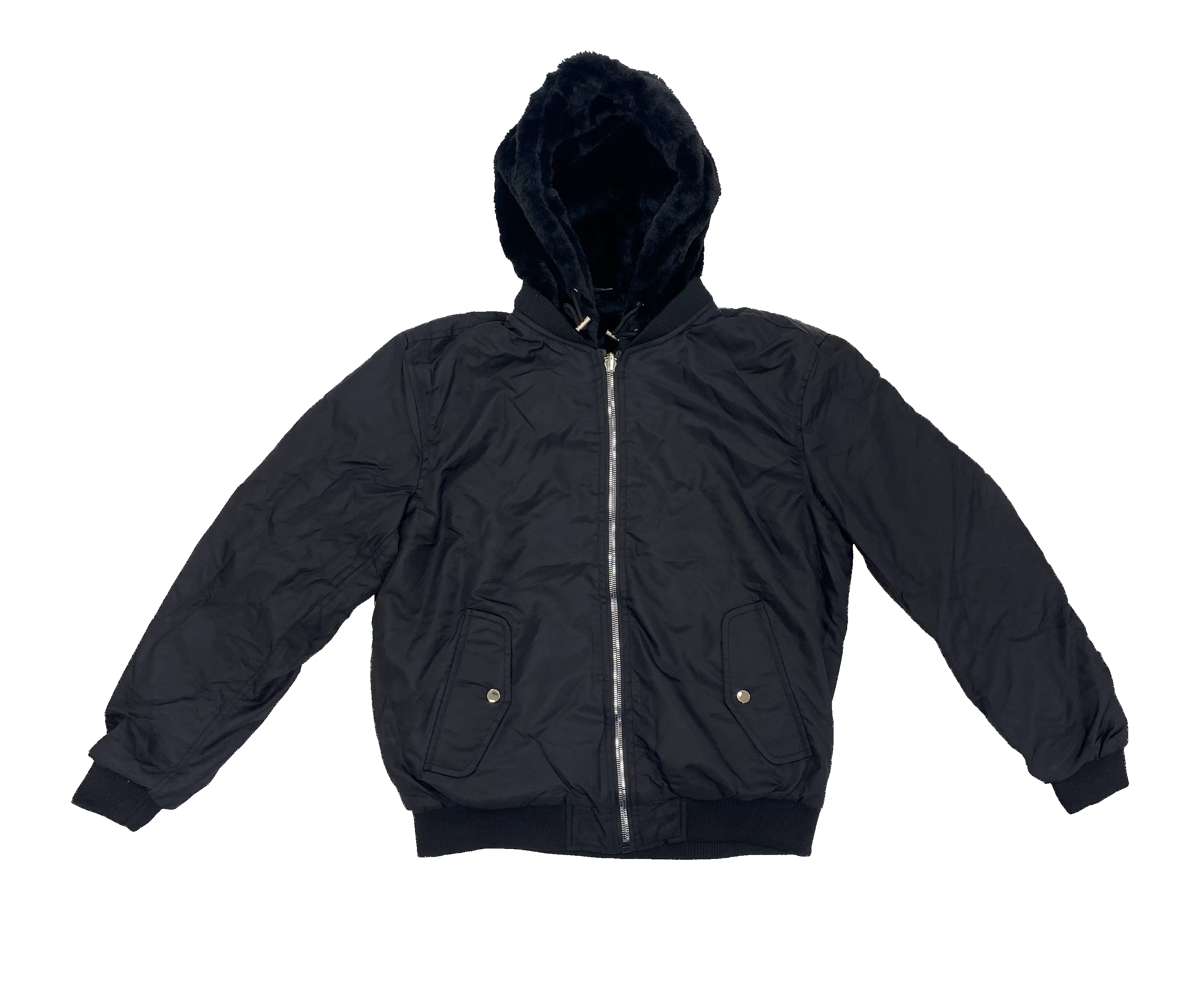 Black Fur Hood Coat sold by American Stitch