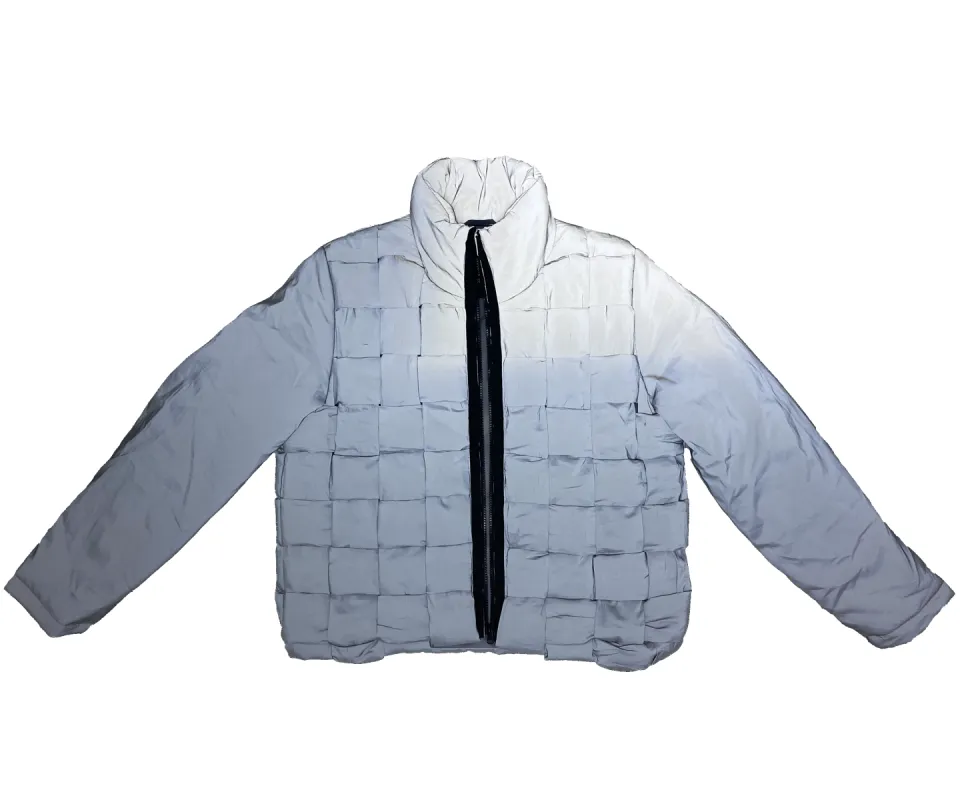 Grey Lattice Puffer Jacket sold by American Stitch