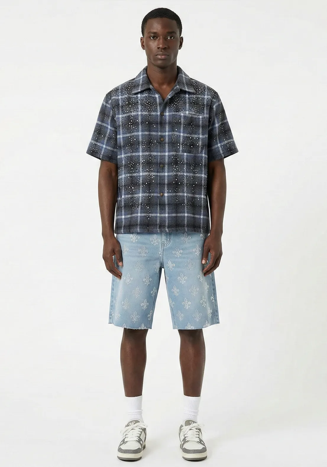 Fleur-de-Lis Rhinestone Denim Shorts Blue (Pre-order) sold by American Stitch product image thumbnail 2