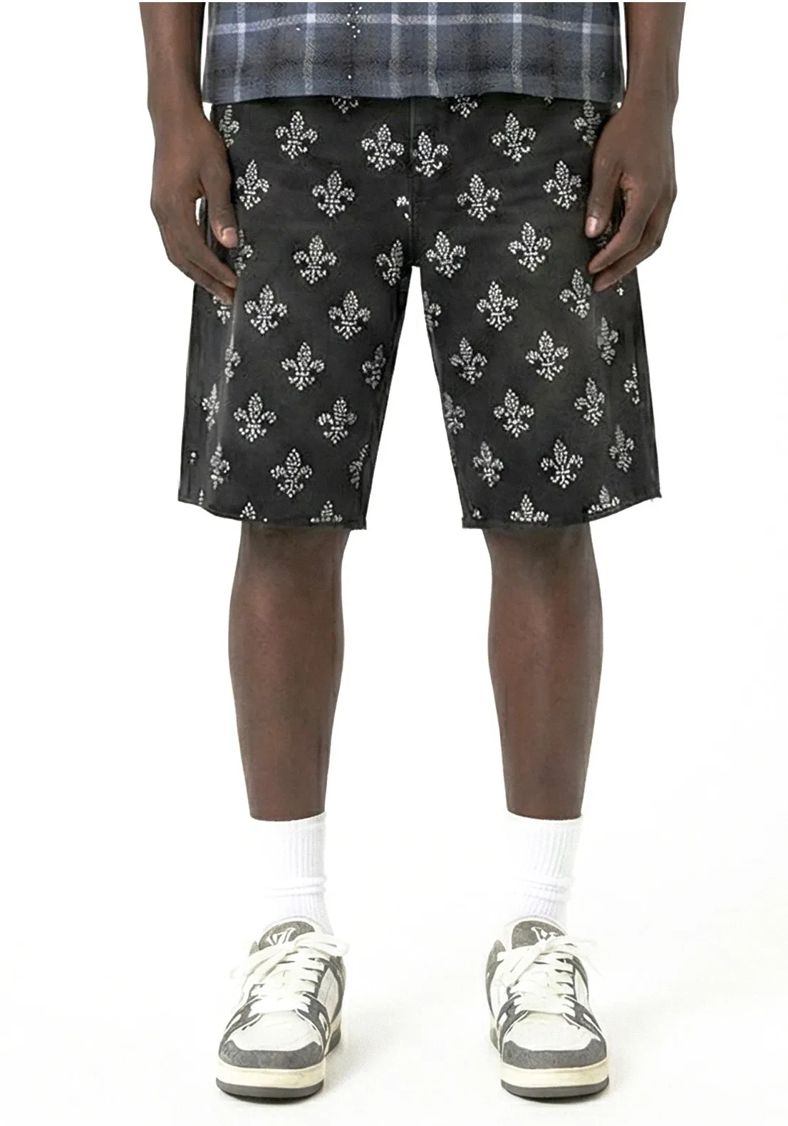 Fleur-de-Lis Rhinestone Denim Shorts Blue (Pre-order) sold by American Stitch product image thumbnail 3