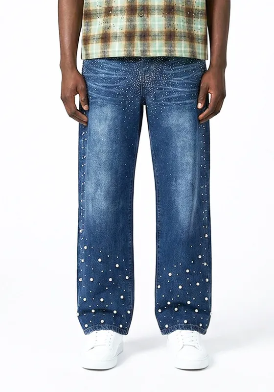 Allover Rhinestone Straight-Leg Denim Jeans (Pre-order) sold by American Stitch