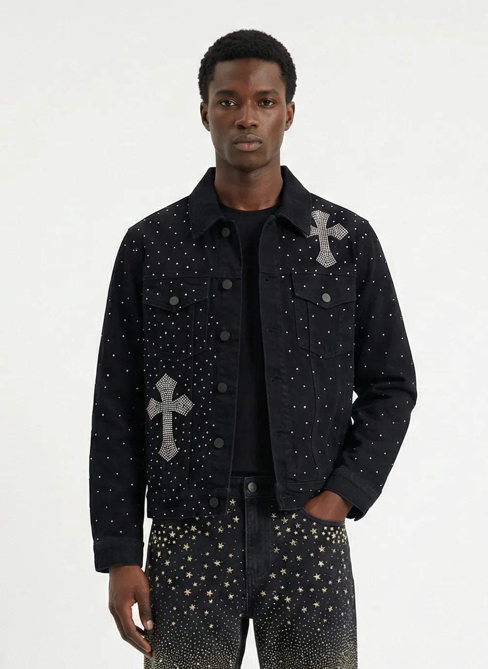 Cross Denim Jacket Black (Pre-order) sold by American Stitch