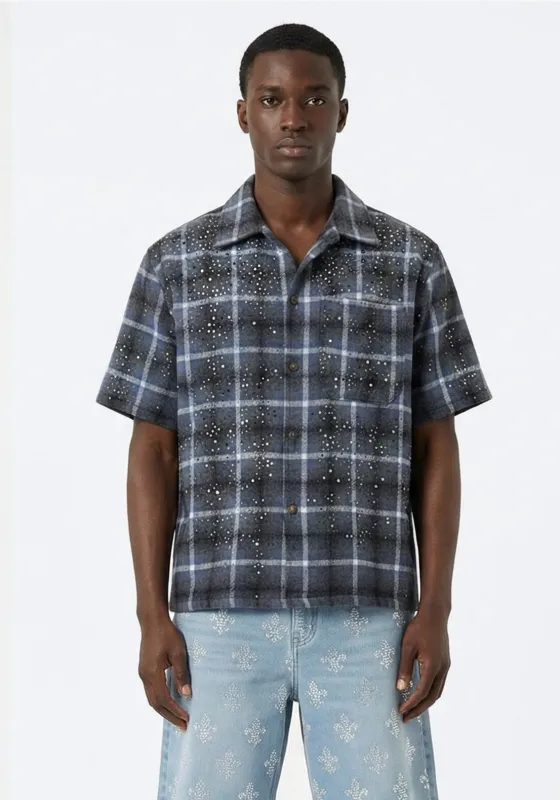 Speckled Plaid Short-Sleeve Shirt Gray (Pre-order) sold by American Stitch