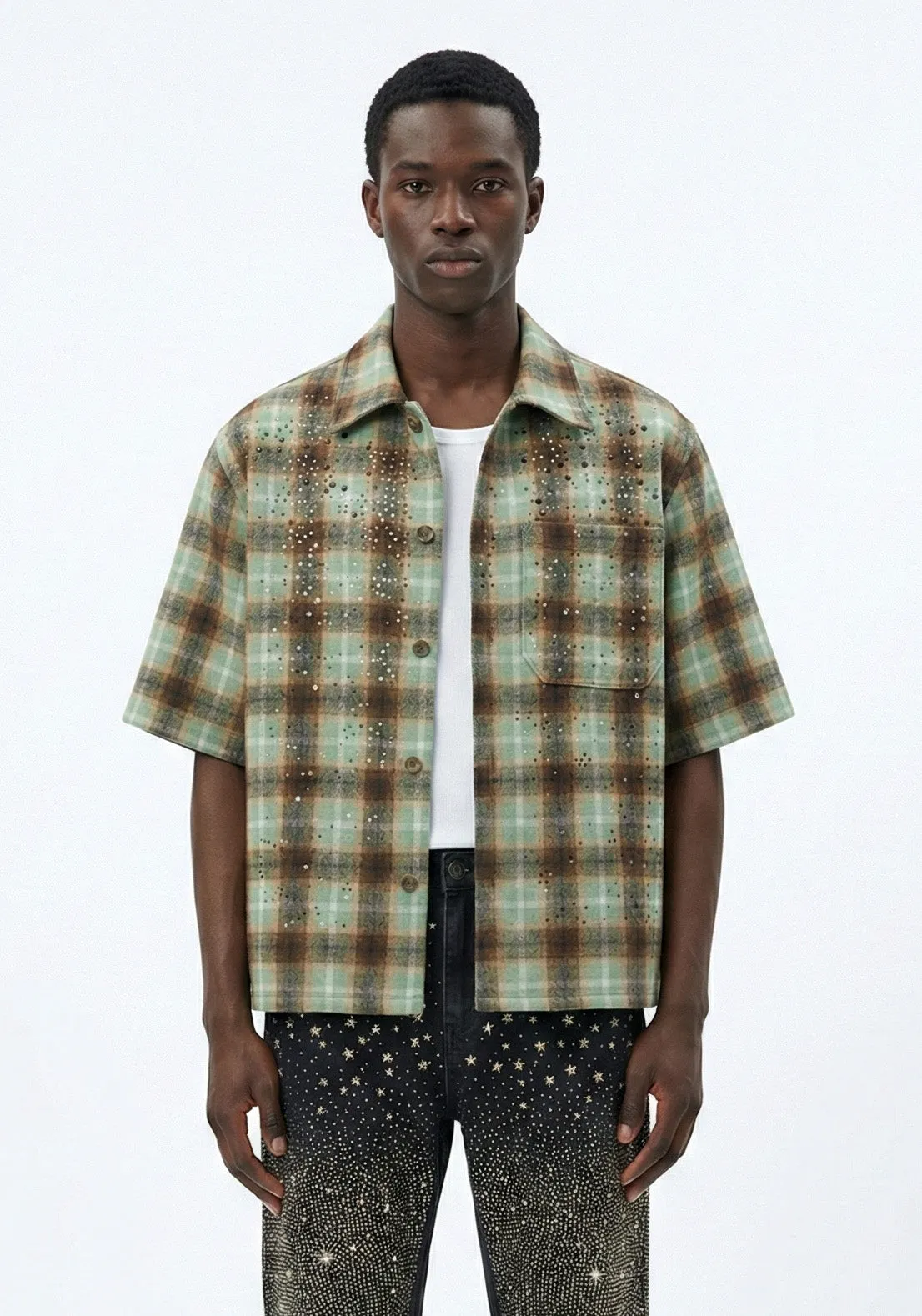 Speckled Plaid Short-Sleeve Shirt Gray (Pre-order) sold by American Stitch product image thumbnail 3