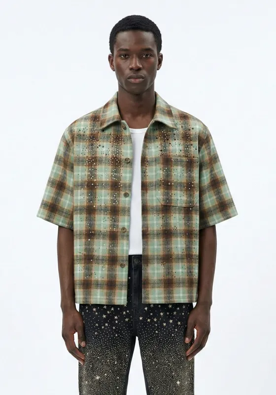 Speckled Plaid Short-Sleeve Shirt Green (Pre-order) made by American Stitch