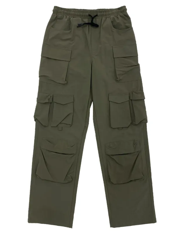Olive 10-Pocket Adjustable Cargo Pants sold by American Stitch