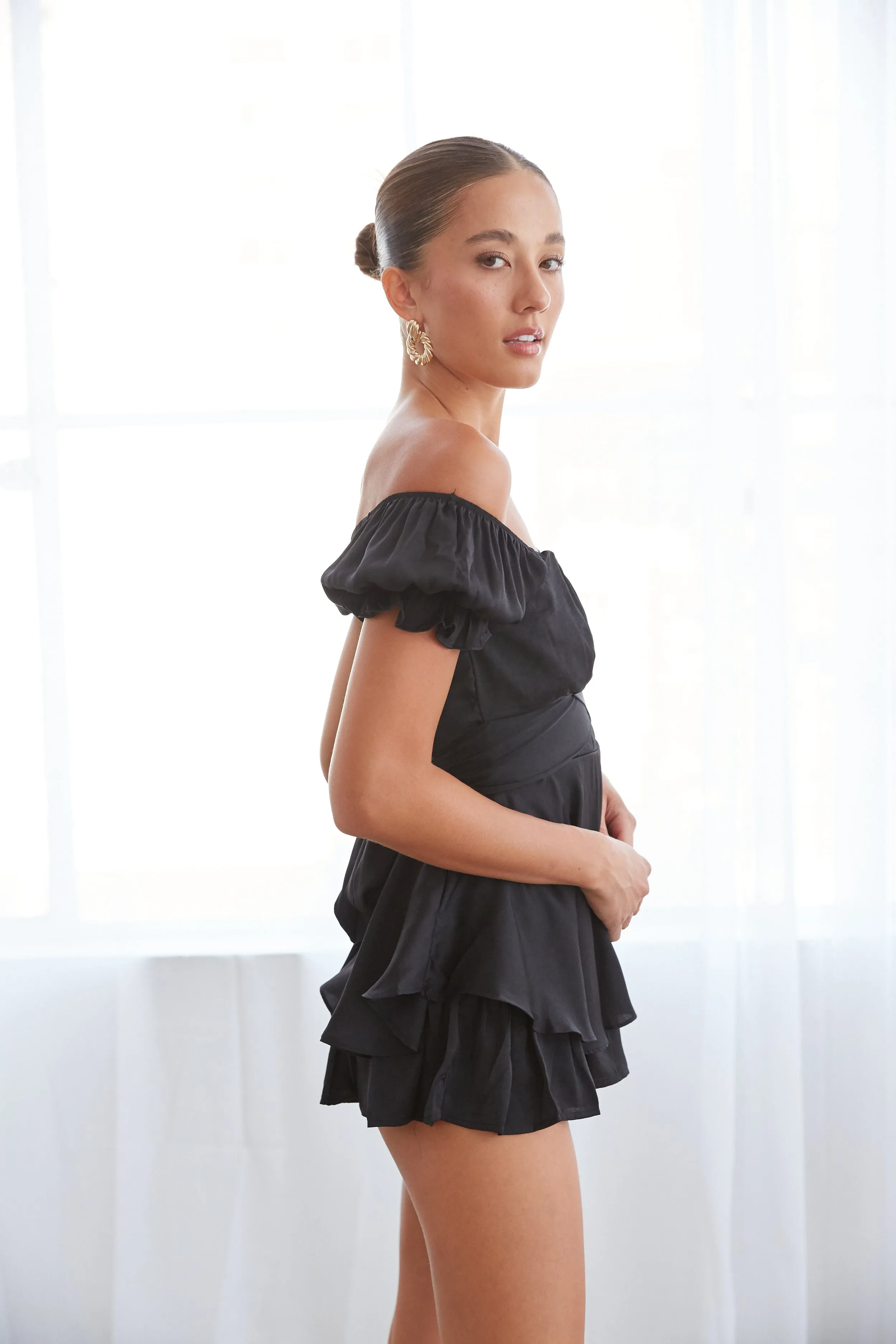 Eleanor Ruffle Wrap Romper in Hunter Green sold by American Threads product image thumbnail 3