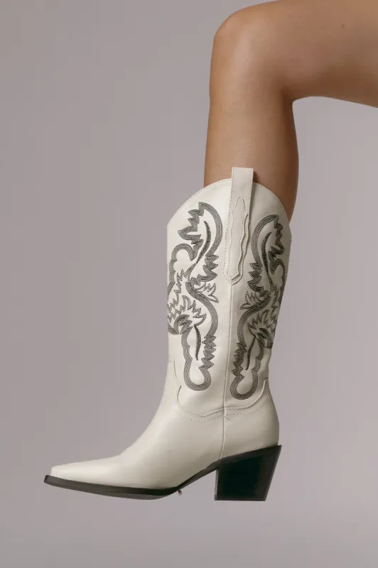 Danilo Western Boots in Bone Black Contrast sold by American Threads
