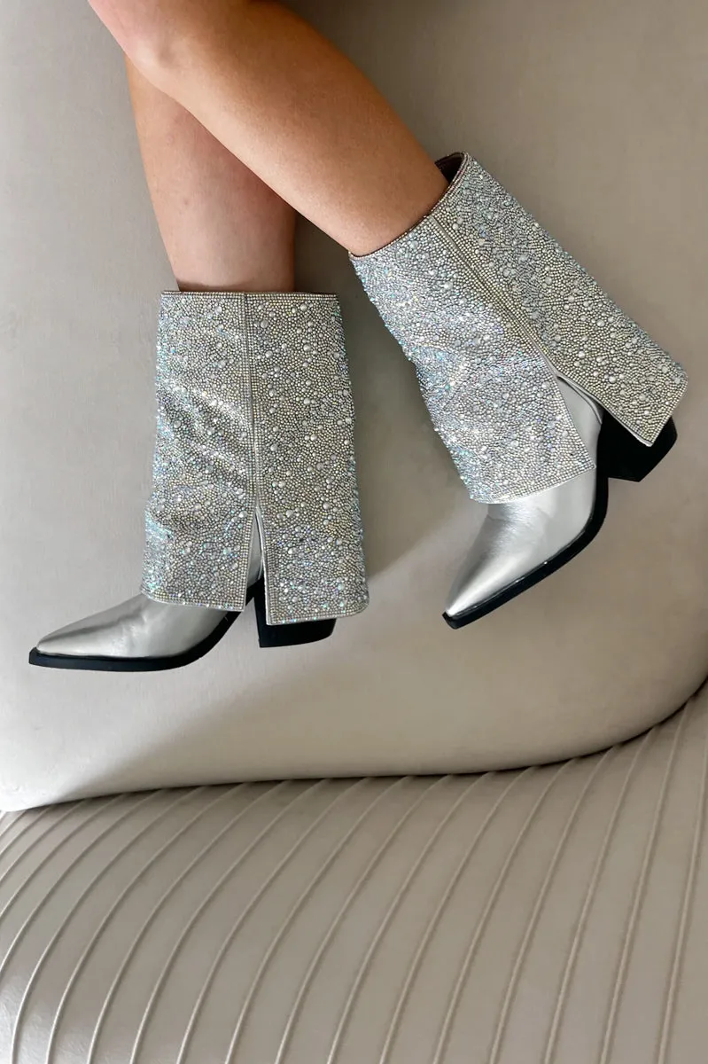 Azalea Wang Annabelle Silver Western Boots sold by American Threads