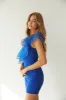Maya One Shoulder Organza Bodycon Mini Dress in Cobalt Blue sold by American Threads