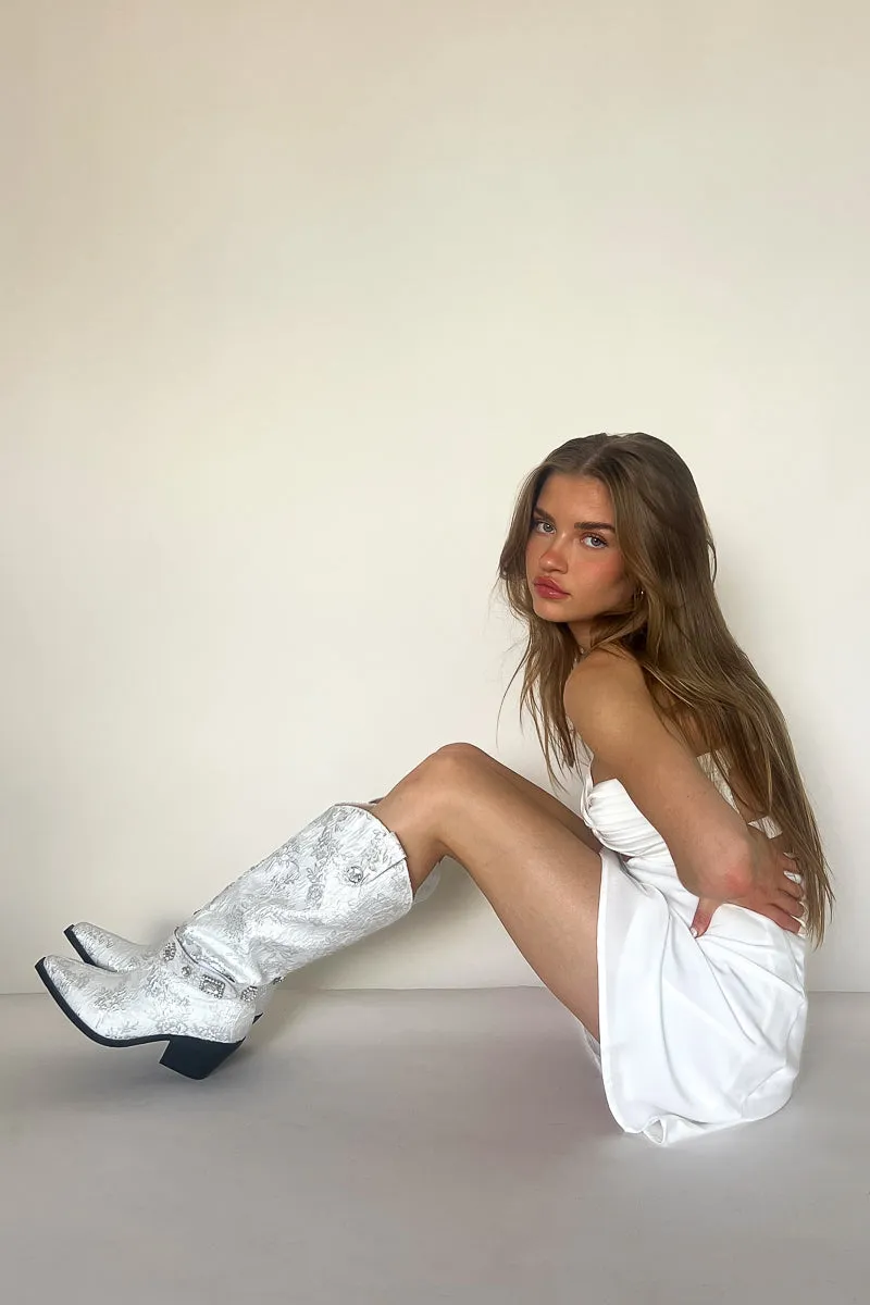 Azalea Wang Bavani Silver Jacquard Western Boots sold by American Threads product image thumbnail 3