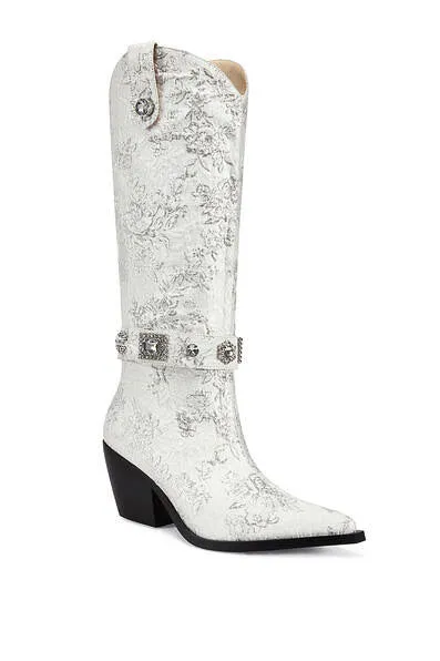 Azalea Wang Bavani Silver Jacquard Western Boots sold by American Threads product image thumbnail 5