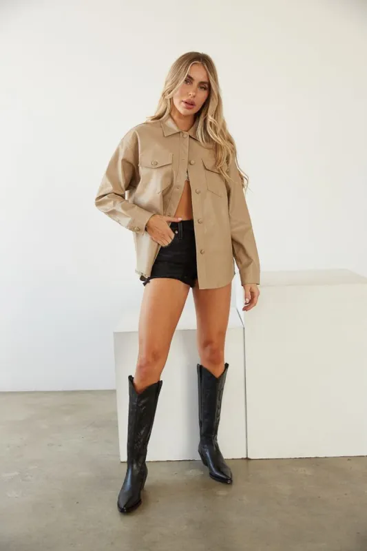 Atlantic Faux Leather Shacket sold by American Threads
