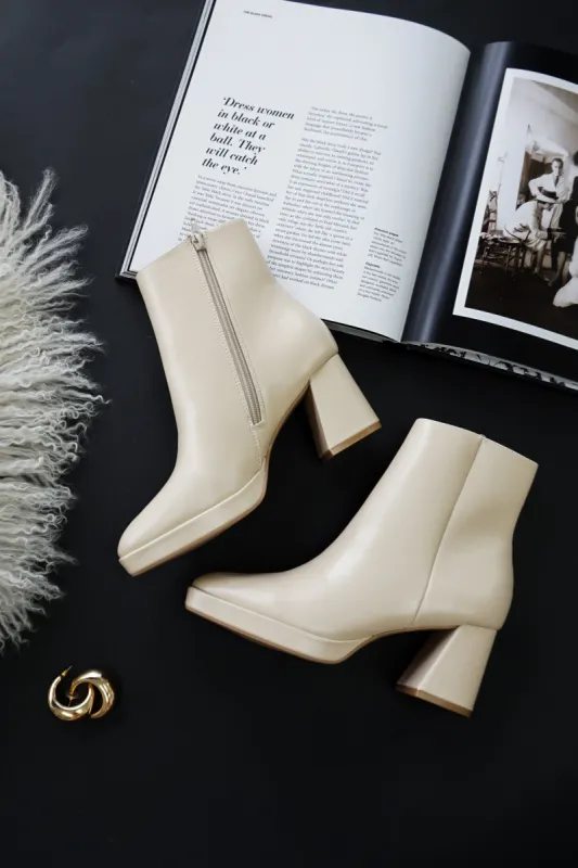 Dodger Ankle Bootie in Cream sold by American Threads