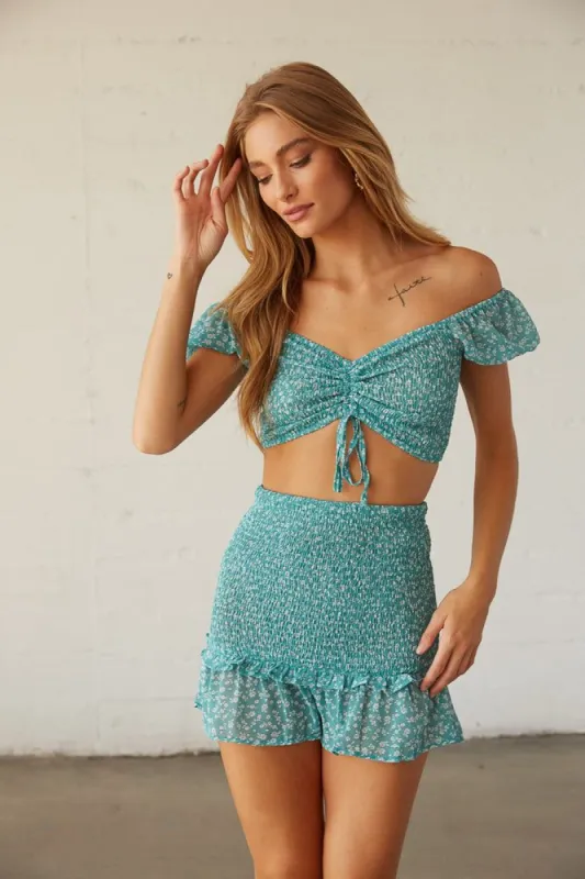 Hattie Floral Smocked Crop Top sold by American Threads