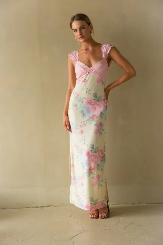 Mimi Floral Mesh Maxi Dress sold by American Threads