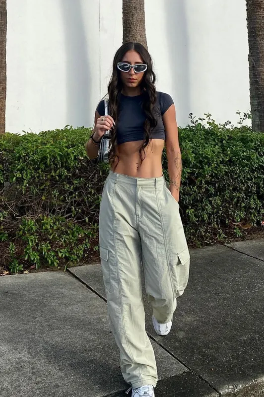 Lydia Contrast Seam Parachute Pants sold by American Threads