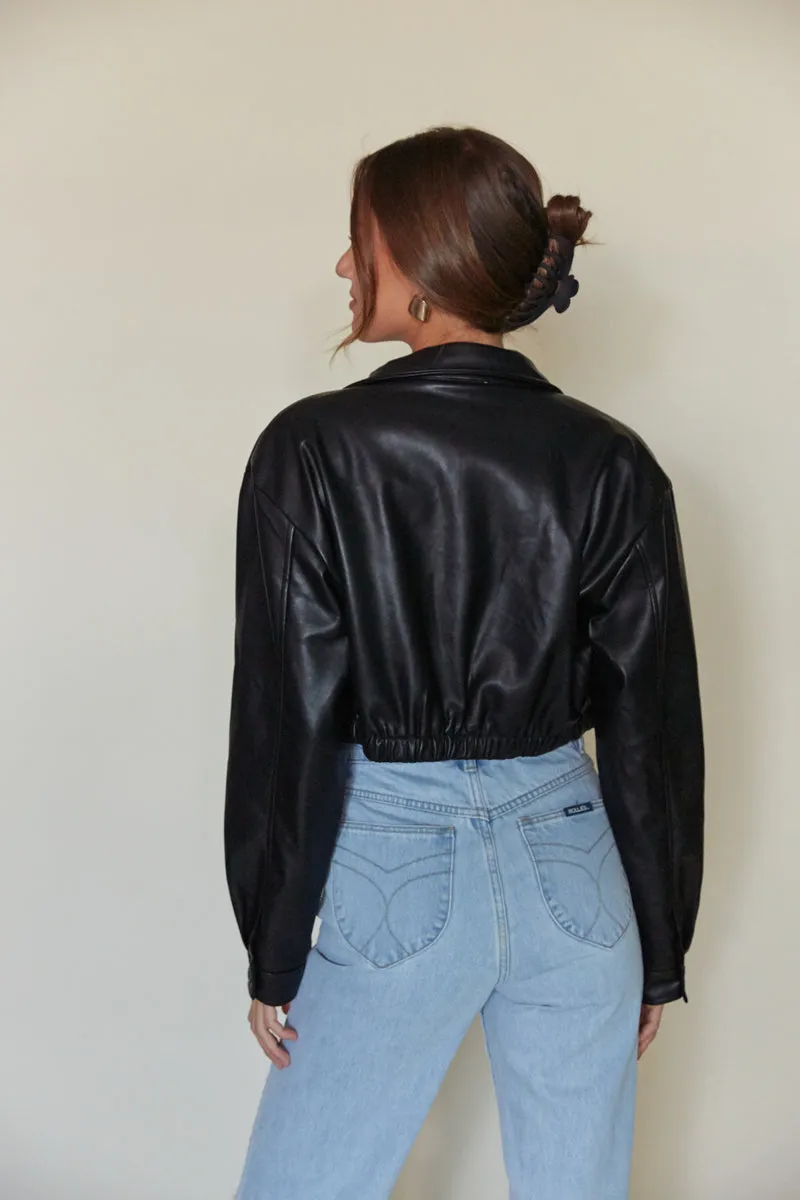 Klaudia Cropped Leather Jacket sold by American Threads product image thumbnail 2