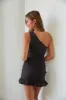 New York One Shoulder Ruched Bodycon Mini Dress sold by American Threads