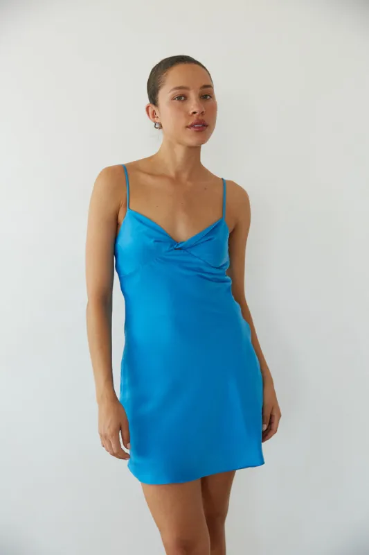 Raya Twist Front Satin Mini Dress sold by American Threads