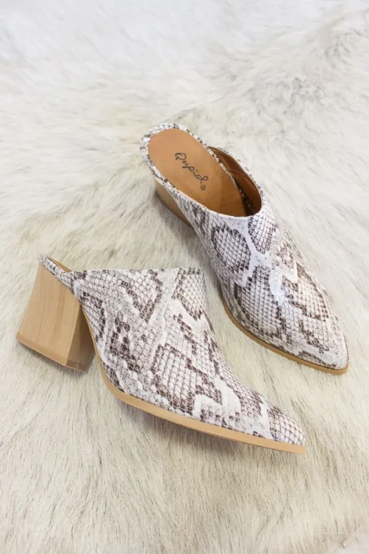 On The Road Snakeskin Mule sold by American Threads