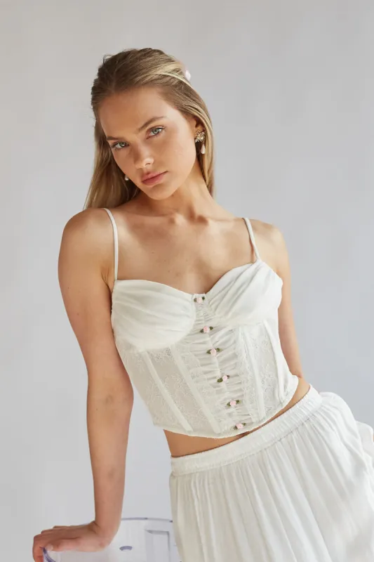 Daphne Rosette Lace Corset Top sold by American Threads