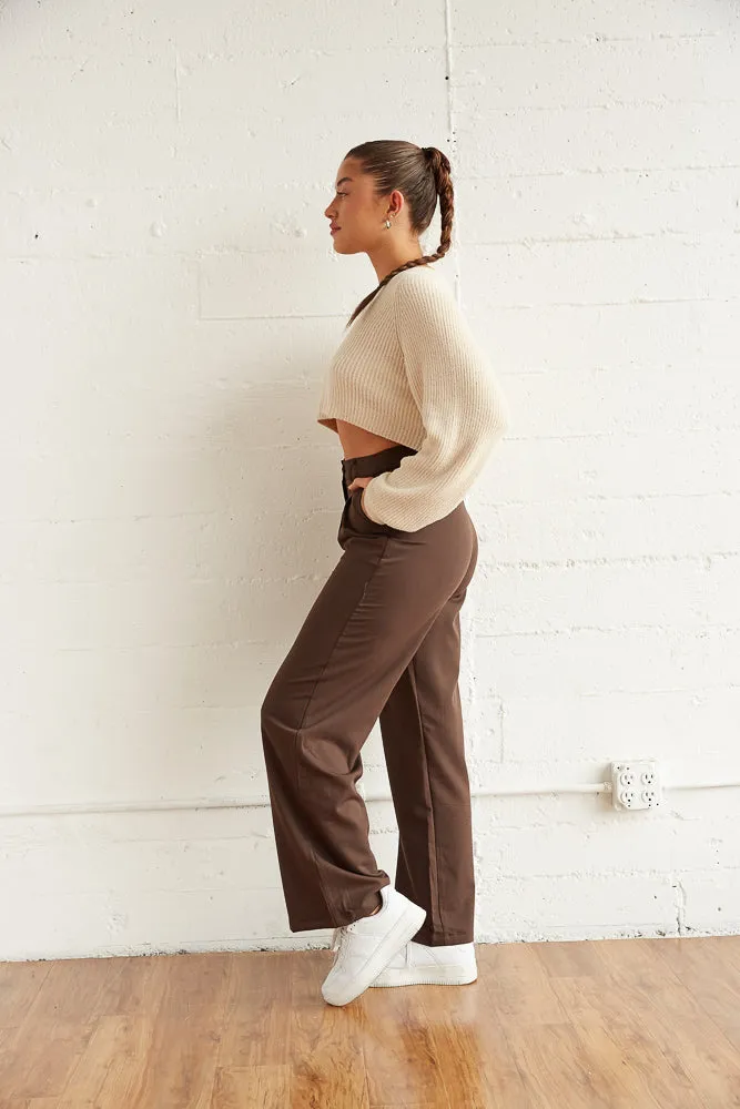 Drew Wide Leg Trouser Pants in Brown sold by American Threads product image thumbnail 3