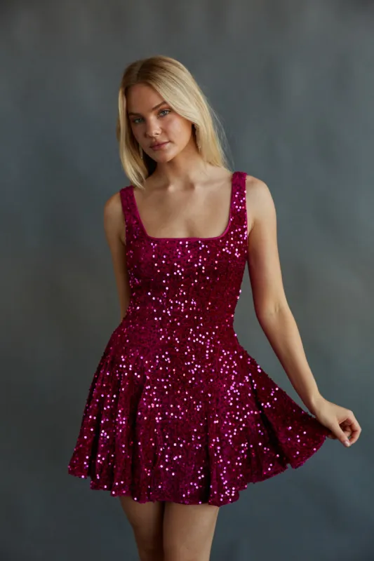 Lacy Velvet Sequin Skater Mini Dress sold by American Threads