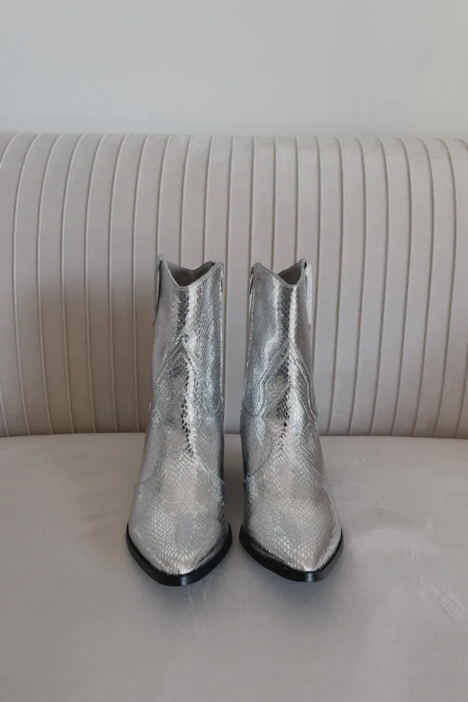 Bambi Silver Snake Western Ankle Boot sold by American Threads product image thumbnail 4