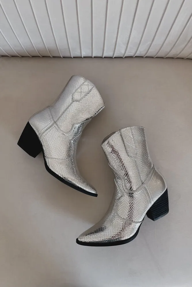 Bambi Silver Snake Western Ankle Boot sold by American Threads product image thumbnail 5
