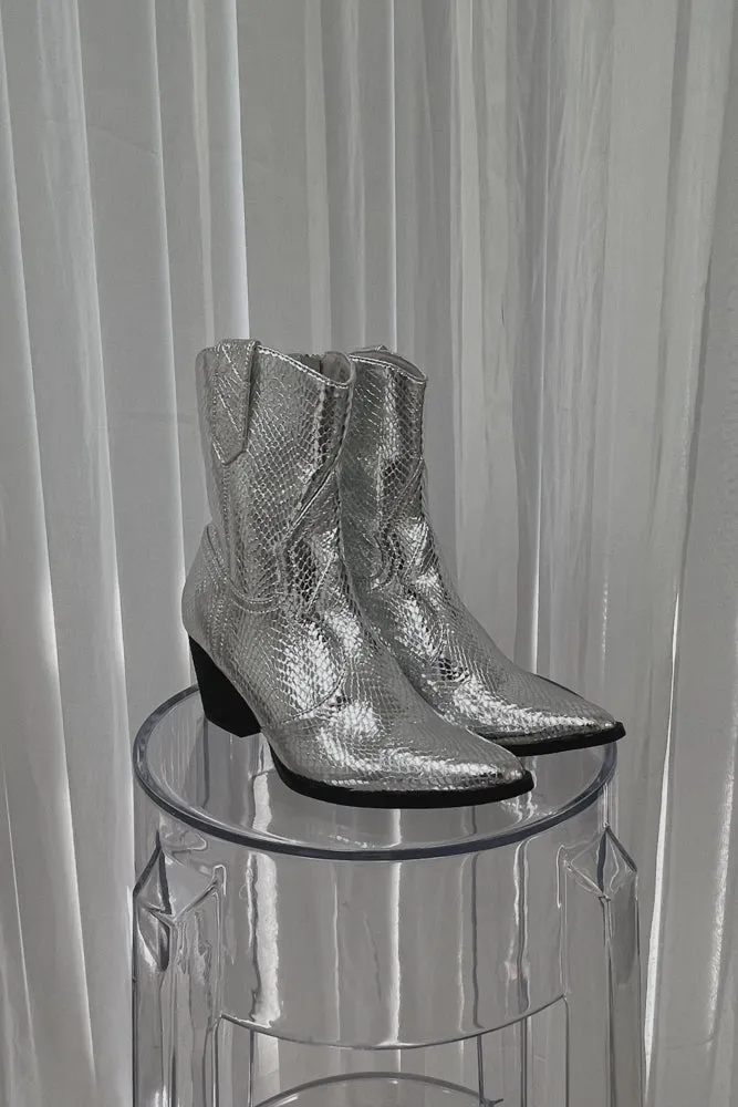 Bambi Silver Snake Western Ankle Boot sold by American Threads product image thumbnail 2