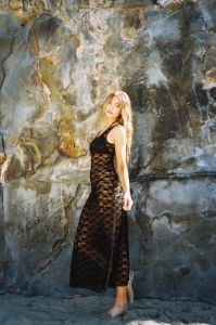Nora Lace Maxi Dress in Black sold by American Threads