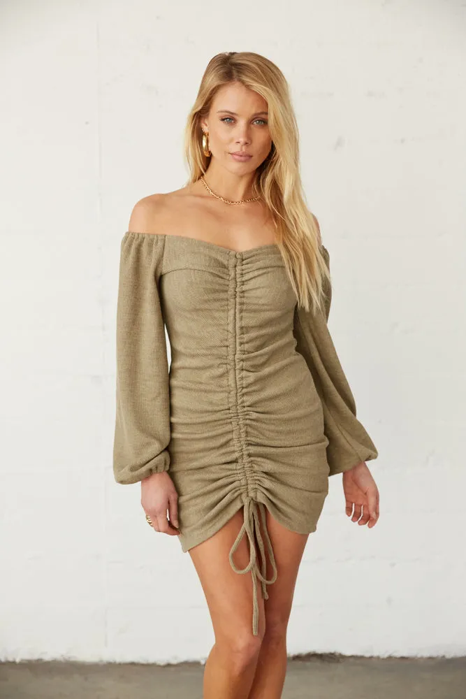 Alexia Off Shoulder Cinched Mini Dress sold by American Threads product image thumbnail 2