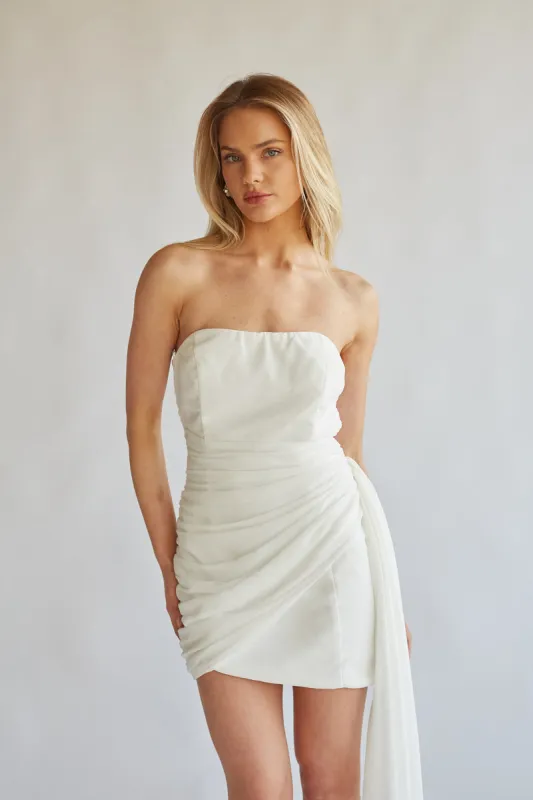 Ariana Strapless Draped Mini Dress sold by American Threads