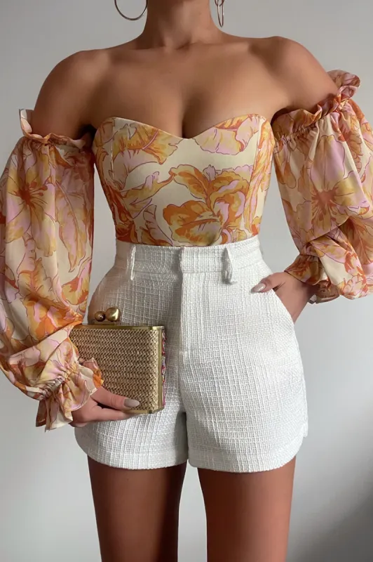 Vishaka Floral Bodysuit in Citrus sold by American Threads