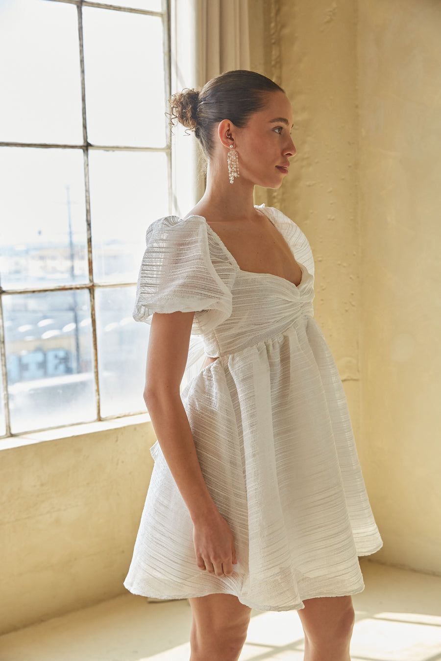 Parisa Puff Sleeve Babydoll Mini Dress sold by American Threads product image thumbnail 3