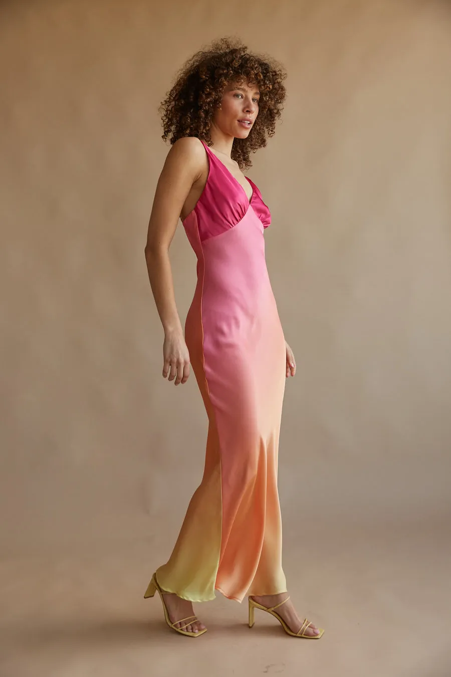 Moana Sunset Satin Maxi Dress sold by American Threads product image thumbnail 5