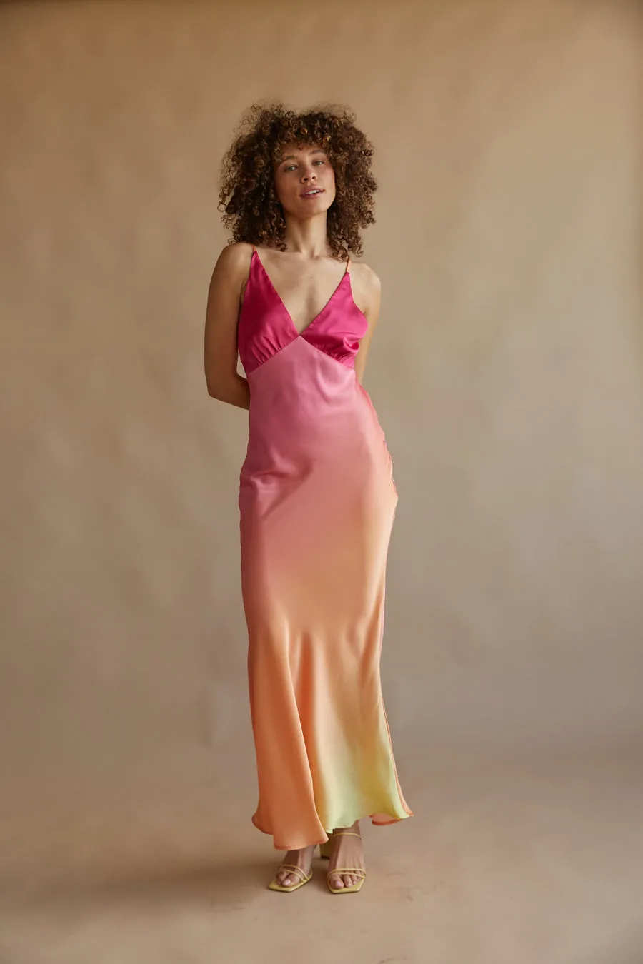 Moana Sunset Satin Maxi Dress sold by American Threads product image thumbnail 2