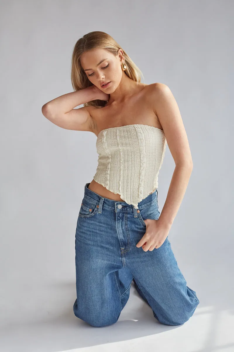 Monica Strapless Smocked Asymmetrical Tube Top sold by American Threads product image thumbnail 5