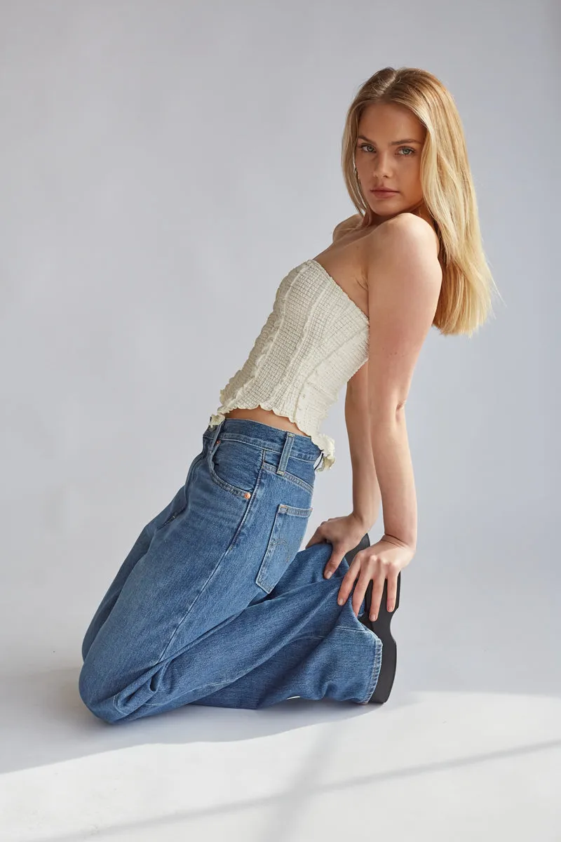 Monica Strapless Smocked Asymmetrical Tube Top sold by American Threads product image thumbnail 4