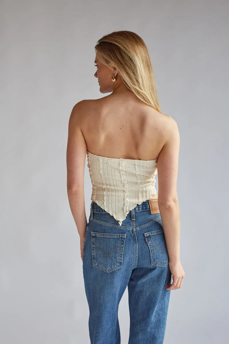 Monica Strapless Smocked Asymmetrical Tube Top sold by American Threads product image thumbnail 3