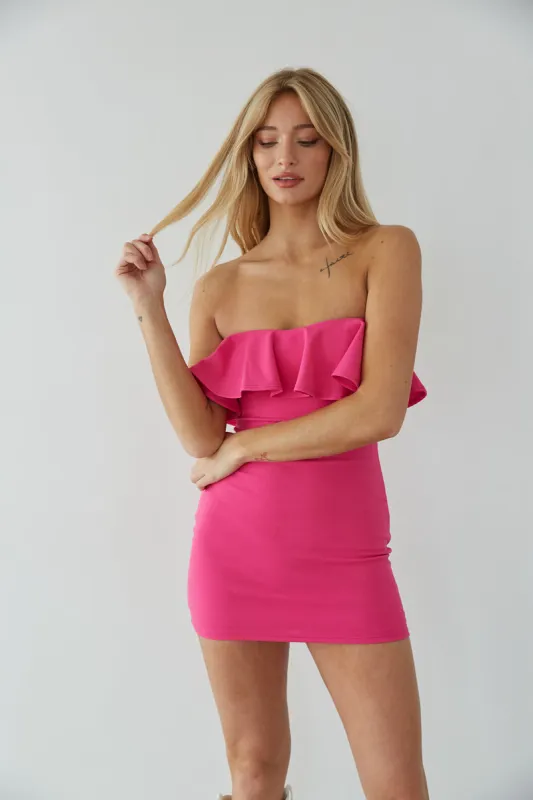 Briar Strapless Ruffle Bodycon Mini Dress sold by American Threads