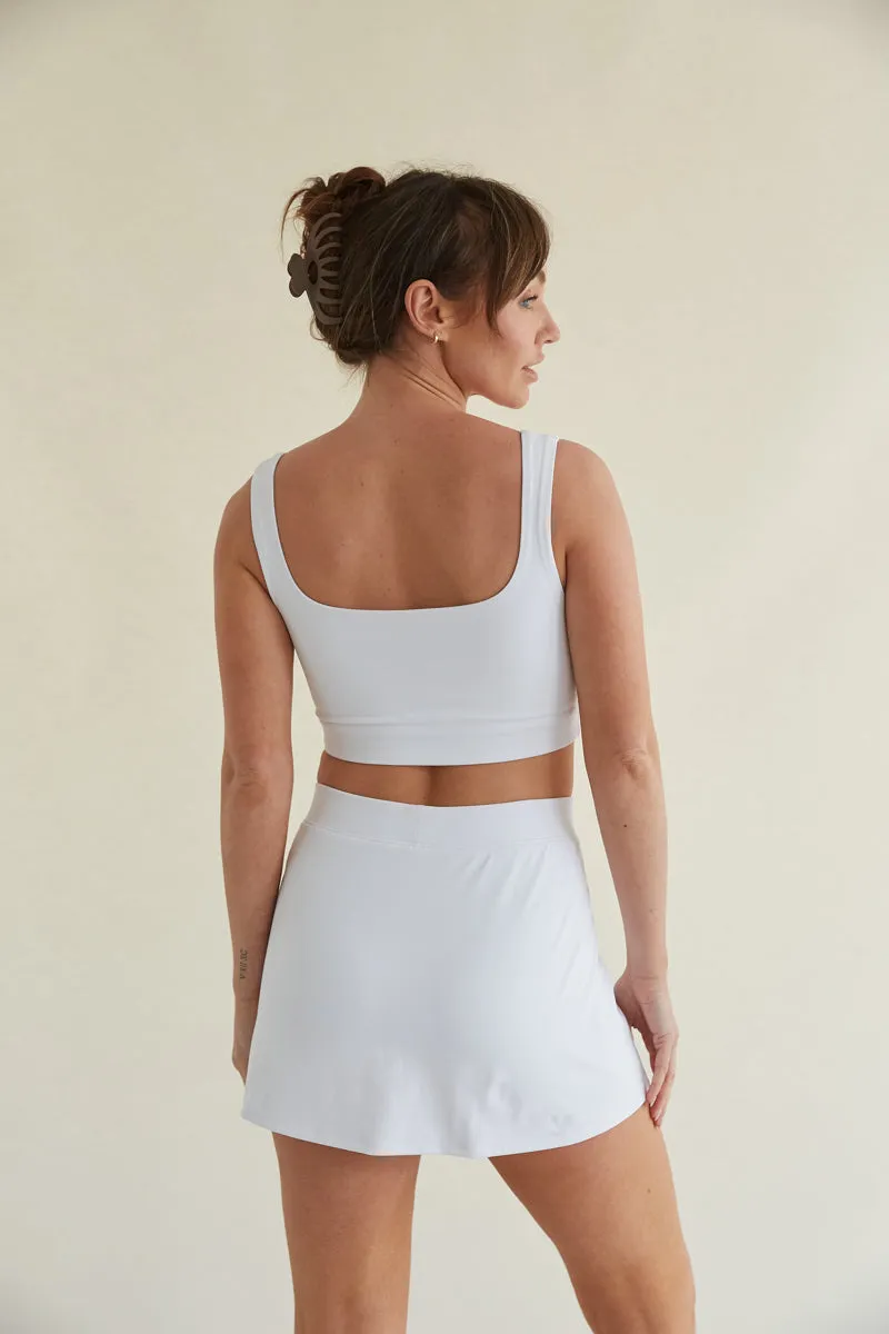 Kenzie Double Lined Crop Tank in White sold by American Threads product image thumbnail 2
