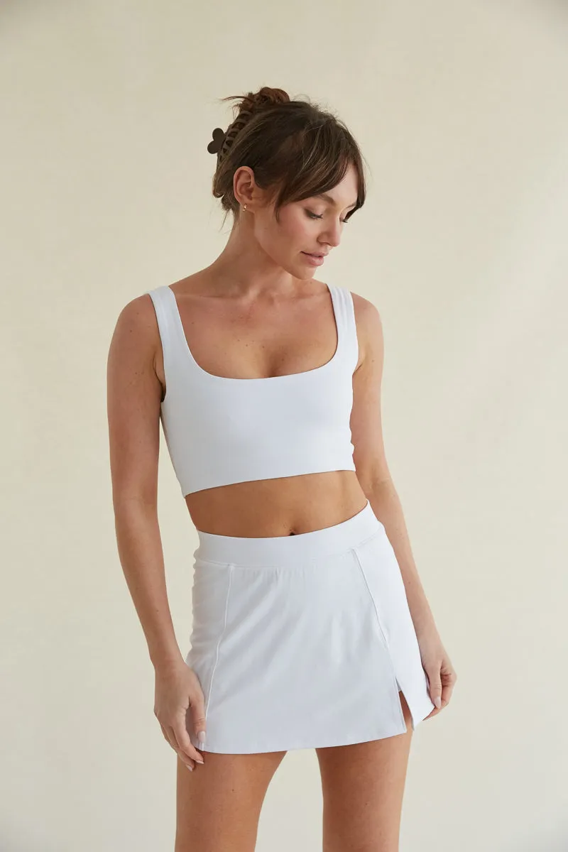 Kenzie Double Lined Crop Tank in White sold by American Threads product image thumbnail 4